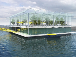 An artist’s impression of the floating farm.