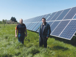 Alastair and Nick Frizzell of Frizzell Agricultural Electronics at a Dunsandel site where they have installed a large solar array to pump bore water into a vital Canterbury mudfish habitat. 