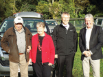 Environment Minister David Parker and Agriculture Minister Damien O’Connor with Cambridge farmers Bill and Sue Garland.