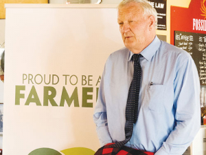 Hurunui mayor Winton Dalley speaks at the launch of ‘Proud to be a Farmer NZ’, at the Fossil Point Cafe in Greta Valley. 
