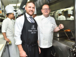Brendon McCullum (left) and The Leela Palace Chef, Adrian Mellor.