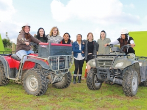 Young Waikato women training for farm work.