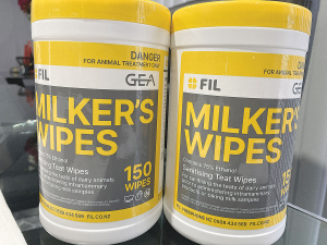 Milker’s Wipes are formulated with 75% ethanol for rapid disinfection.