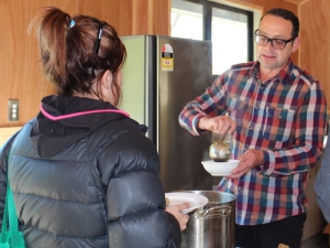 Michael van de Elzen serving up lunch in Otorohanga.