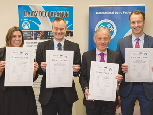 Industry leaders from left, Kimberly Crewther (DCANZ), Jeremy Hill (IDF), Martyn Dunne (MPI), and Tim Mackle (DairyNZ)