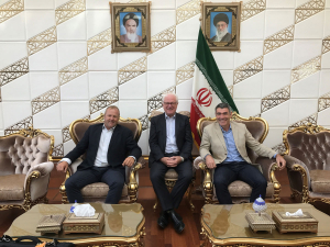 Mike Petersen, the late Tim Ritchie (centre) and former Minister for Primary Industries Nathan Guy in Tehran in 2017.