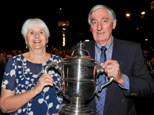 Bill Thorpe and wife Margaret with the Bledisloe Cup.