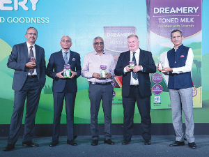 From Left to right: Fonterra Future chief executive Ishmeet Singh, Fonterra India and Sri Lanka managing director Sunil Sethi, Future Group chief executive Kishore Biyani and Fonterra strategic portfolio management director Chris Gree.