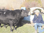 Kincardine Angus Stud&#039;s Mike Smith and Lot 2, which fetched $81,000 at the stud&#039;s recent on-farm bull sale, near Queenstown.