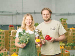 Wonky Box founders Katie Jackson and Angus Simms.