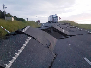 A road by Kaikoura, the hardest hit. Photo: MarlboroughEmergency.