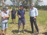 Okaihau farmer Roger Hutchings (left) with Minister for Primary Industries Nathan Guy on his farm.