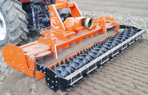 Cosmo Bully M120 power harrow with packer roller.