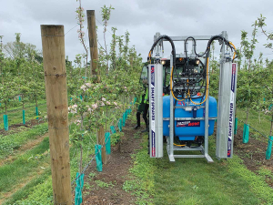 The BA Smart Sprayer reduces spray inputs and spray loss beyond crop canopies.