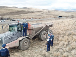 Police officers remove protestors from the Mackenzie Basin farm.