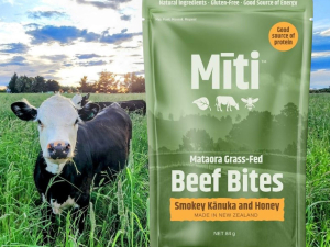 Miti makes a protein snack from New Zealand grass-fed young beef with honey and touts its business model as one that could deliver more value with less environmental impact. 