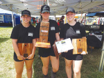 Winners of the Rural News 2025 Cadet Challenge: Hannah Newman, Sophie Storrar and Chloe Williams with their spoils.