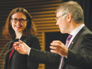 EU Trade Commissioner Cecilia Malstrom and NZ Trade Minister David Parker at the launch of FTA discussions last month.
