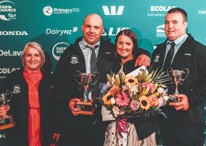 Southland/Otago winners, from left: Caycee Cormack, Cameron and Nicola van Dorsten and James Matheson.