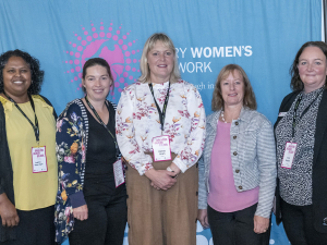 Supplied by DWN; Fonterra Dairy Woman of the Year award recipients, Loshni Manikam (2018), Belinda Price (2021), Donna Cram (2023), Barbara Kuriger (2012), and Trish Rankin (2019).