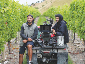 Filming in the Sleepers Vineyard in Kekerenungu.