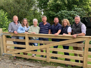 From Left: Andrew &amp; Rachel Miller, Jocelyn &amp; Jason Miller, Chris Henderson (contract milker), and Eleanor &amp; Quentin Miller.