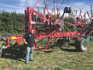 Steve Murray says the 15 metre Kverneland four rotor rake has been a boom to his contracting business.