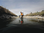 Central South Island Fish &amp; Game and Mayfield Hinds Irrigation Limited staff salvage the scheme near the Rangitata River. Fish &amp; Game officer Hamish Stevens is seen using an electric fishing backpack which temporarily stuns the fish and allows them to be netted. Photo: Richard Cosgrove/Fish &amp; Game NZ