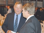 Colin Armer (left) with Fonterra director Malcolm Bailey at last year’s annual meeting.