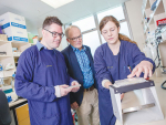 Leading researchers Phd student Nichaela Harbison-Price (right) and Dr Scott Ferguson (left), with Professor Greg Cook at University of Otago lab.