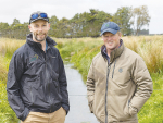 Waimakariri Irrigation Limited (WIL) biodiversity project lead Dan Cameron and Swannanoa farmer Andrew Gilchrist at the Burgess Stream site.