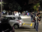 Worried people in Wellington fill a downtown carpark after the quake on early Monday morning. Photo: ‏@nkpnz on Twitter.