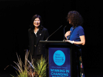 You Jin Lee, from NZTE South Korea, left, with Charlotte Read.