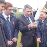 Primary Industries Minister Nathan Guy with St Peter’s School students.