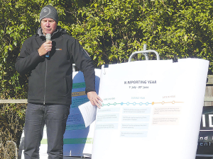 Phil Barlow, product manager for Ravensdown&#039;s HawkEye tool, presents management tips on achieving nitrogen caps during the recent autumn Focus Day at the Lincoln University Demonstration Dairy Farm.