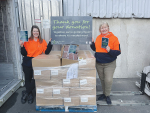 NZ Food Network’s Kath Weir (left) and Nicki Crosbie with ANZCO’s mince meat donation.