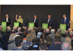 Left to Right: Damien O'Connor (Labour), Eugenie Sage (Green Party), Todd McClay (National), Andrew Hoggard (ACT), and Mark Patterson (NZ First).
