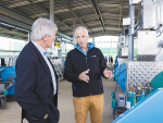 LIC chief scientist Richard Spelman briefs Agriculture Minister Damien O&#039;Connor at the project facilities at LIC&#039;s farm outside of Hamilton.