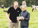 Matamata Veterinary Services dairy vet Grant Fraser and Bayer NZ North Island territory manager Stacey Waters.