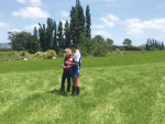 DairyNZ’s Sally Peel and Morrinsville farmer Aaron Price discuss pasture on his farm.