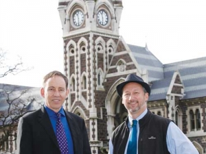 Dr Phillip Wilcox (right) pictured with BLNZ Genetics general manager Graham Alder (left).