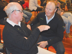 Waikato farmer Neil Aiken (left) with BLNZ director Martin Coup at the roadshow in Glen Murray last week.