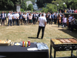 Guests at a BBQ to mark National Lamb Day at Parliament.