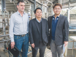 VDL Farms chief executive David Beca, Moon Lake Chairman Mr Lu Xianfeng and Moon Lake Managing Director Sean Shwe during a farm visit earlier this year.