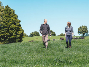 Hawke’s Bay farmer Andy Hunt and MyFarm consultant Rachel Baker.