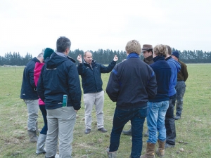 Agricom’s Allister Moorhead explains the importance of early spring growth to attendees at the recent Marshdale field day.