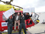 More than $30,000 has been handed over by Rural Contractors NZ to St John and the Nelson Marlborough Helicopter Rescue Trust. Celebrating the handover are Debbie Clark and Brendan Morton from St John Nelson area, RCNZ CEO Roger Parton and rescue helicopter pilot Barry McAuliffe.   