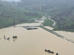 Flooding in the Nelson/Tasman region lead to road closures. Photo Credit: Nelson Marlborough Helicopter Rescue.
