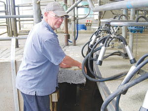 Farm manager Mark Williamson shows how far the rotary platform jumped on Graeme Coats’ farm.