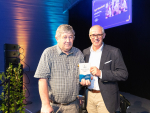 Arable Awards 2024 Hall of Fame inductee Syd Worsfold (left) is congratulated by FAR chairman Steven Bierema.